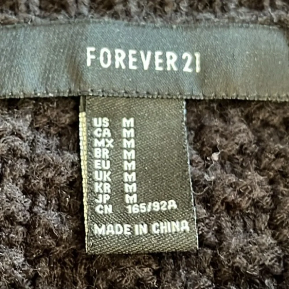 FOREVER 21 Black & Tan Striped Cable Knit Pullover Crewneck Sweater Size M - Picture 7 of 8